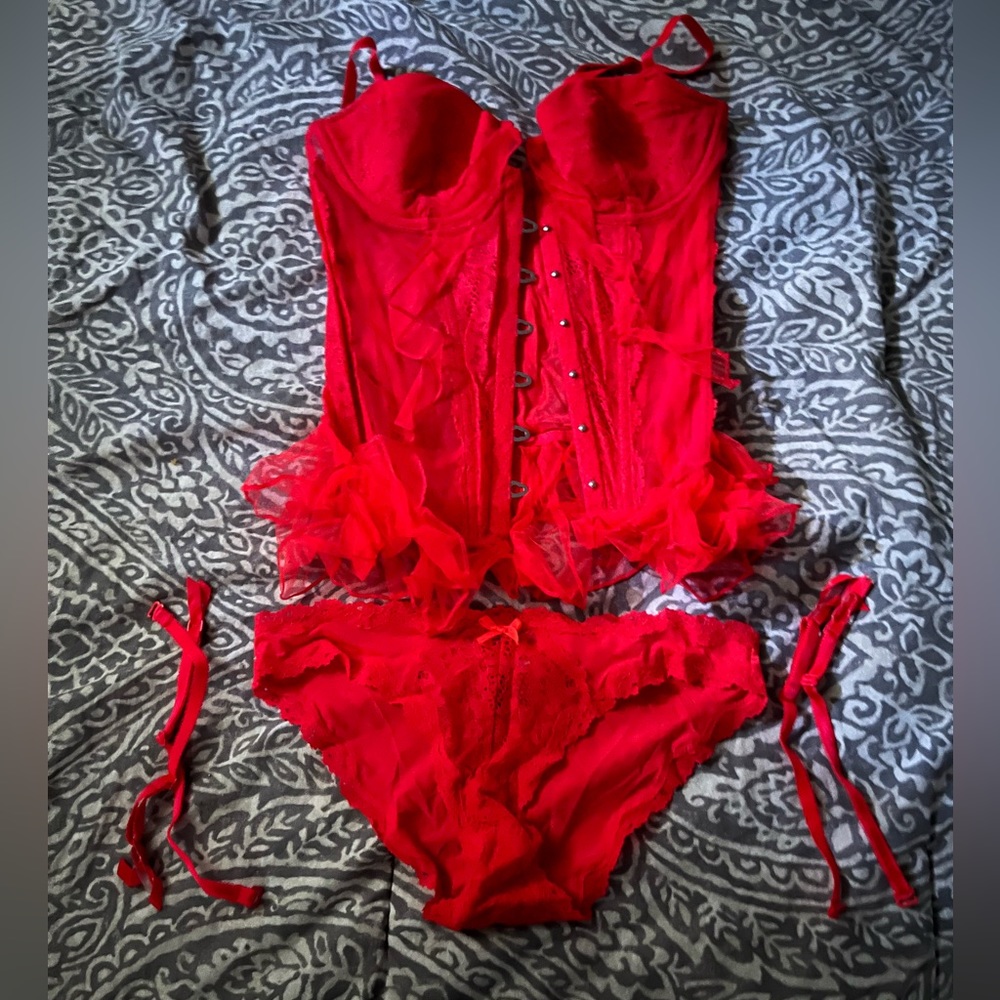 Never worn red lingerie set